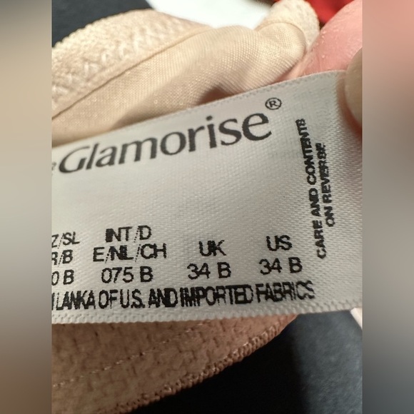 Glamorise BRA 34B Beige Wide Straps Low Cut WonderWire Lace Underwire 3466 PS - Picture 6 of 11